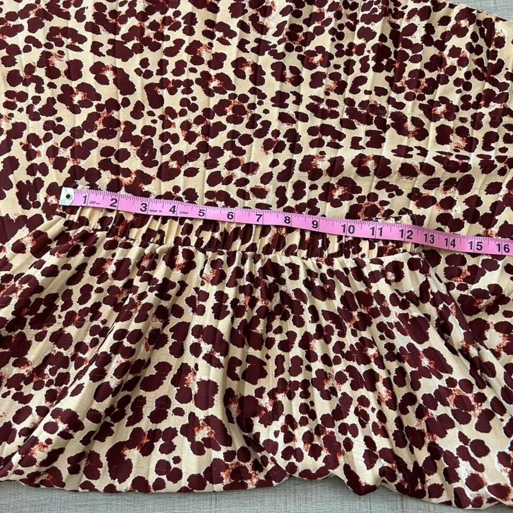 Leopard‎ Print Midi Skirt Animal Print Flowy Elastic Waist - Size 6